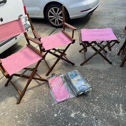 Set of 4 ”Gold Medal” Wood Director Chairs $200
