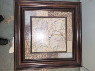 2'x2' World Map In 4 Views Framed & Matted