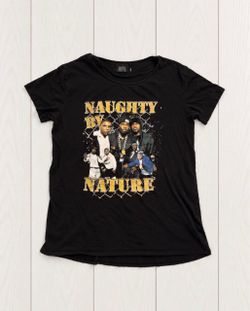 Cotton On Naughty by Nature Graphic Tee L Black Crew Neck Short Sleeve
