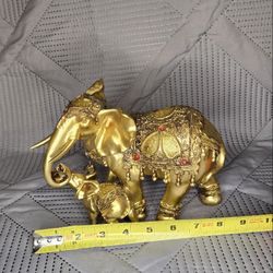 6.5"H Thai Elephant with Baby Figurine Ornament Home Decor 