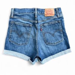 Levi's blue high rise wedgie denim shorts