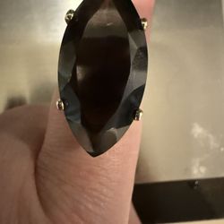 Gorgeous 22 Carat Genuine Smoky Topaz Marquise Cut Ring In 10 K Yellow Gold Size 8