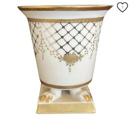 Vintage Ceramic White Footed Toothpick With Gold Design