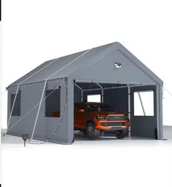 10x20 FT Heavy-Duty Design Carport,Carport Canopy with Side-Opening Removable Door & Roll-Up Window,Portable Carport for Car, Truck, Boat,White