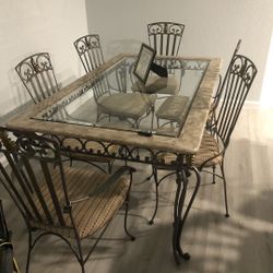 Dining Table Quarter Inch  Glass With  6 Chairs 