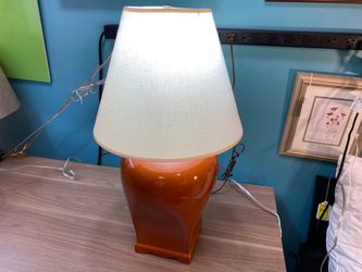WESCAL Vintage Burnt Orange Glazed Ceramic Table Lamp
