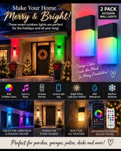RGB Smart Outdoor Wall Lights 2-Pack
