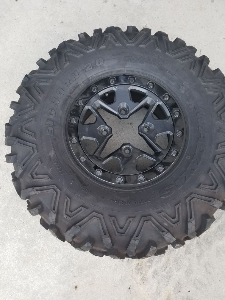 CANAM x3 maverick can am tire wheel rim Maxxis big horn beadlock ...