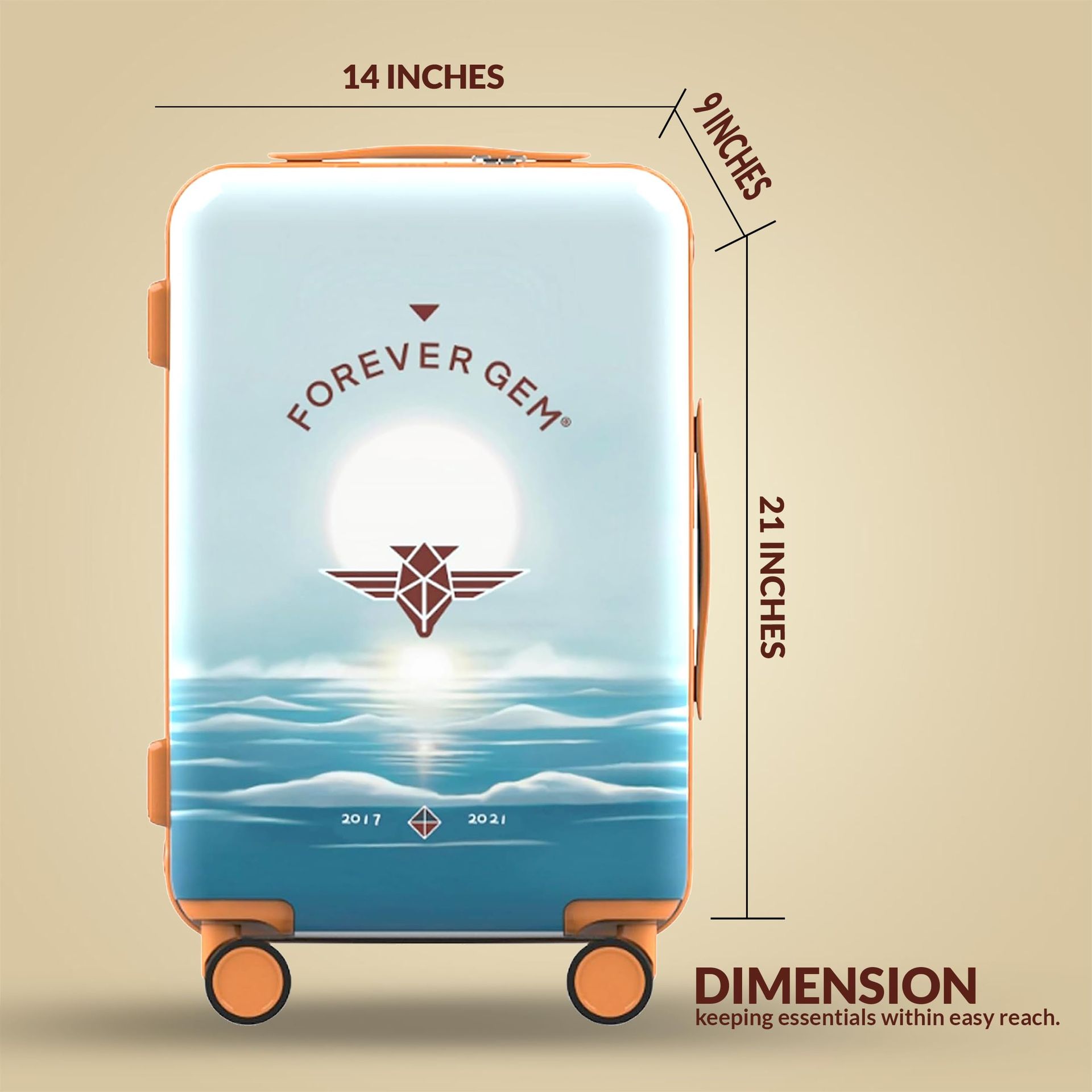 Forever Gem 20" Carry On Hardside Luggage 4-wheeled Spinner