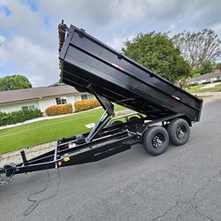 HEAVY DUTY NEW 2026 DUMP TRAILER 14X8X2 8 LUGS,SET RAMPS FOR BOB CAT,ROLLING TARP, SPARE TIRE, LED LIGHTS, ADJUSTABLE COUPLE, DIAMOND WALLS, ELECTRIC 