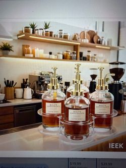 NEW IEEK Rotating Acrylic Coffee Syrup Organizer – 4 Bottle Carousel
