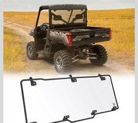 KEMIMOTO Hard Coated Rear Window, Pre-installed Back Windshield Compatible with Polaris Ranger XP 1000/Crew 2017-2025, Polaris Ranger 1000/Crew 2020-2