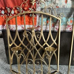 Gold Painted Antique metal candle wall Decor