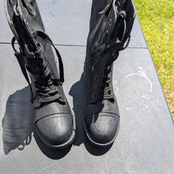 Black lace up/zip boots