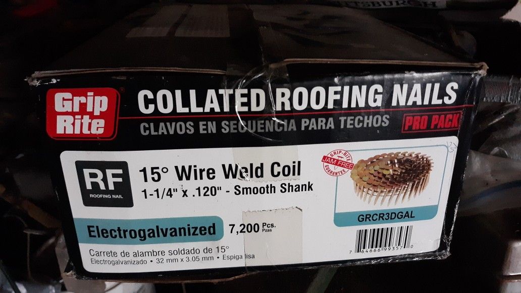 Huge box of collated roofing nails for gun