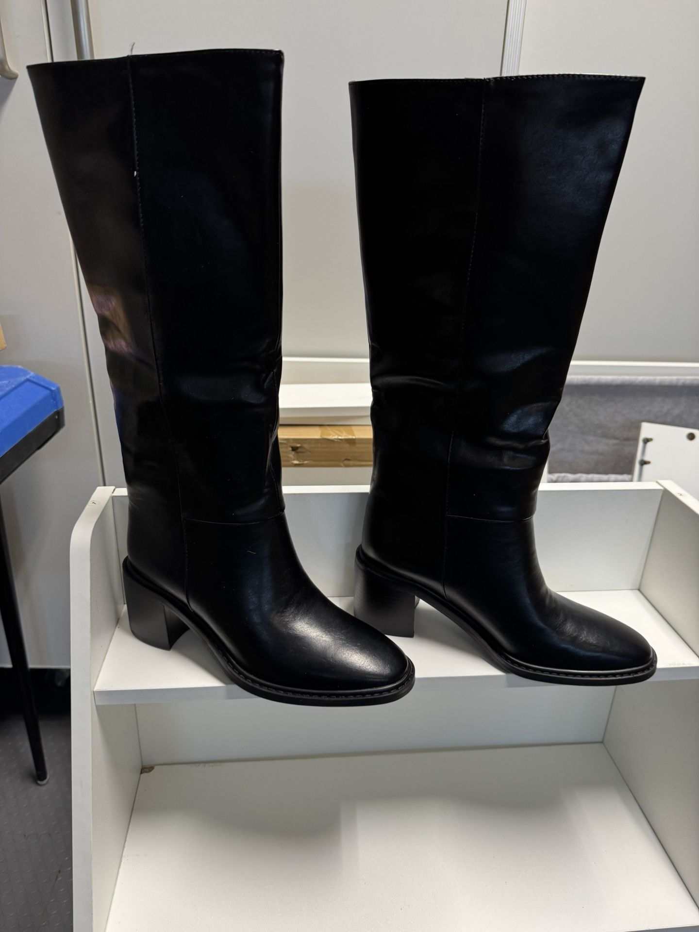 Tall Black Pleather Boots -size 7
