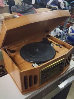 Retro Wood Cabinet Turntable Record Player