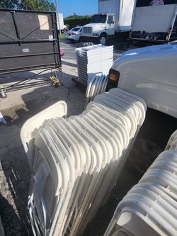 White Plastic Folding Chairs – Large Lot