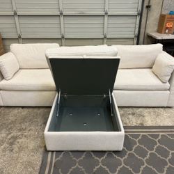 Savvy 4/piece, modular sofa sectional with storage ottoman