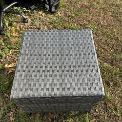 Wicker outdoor storage end table