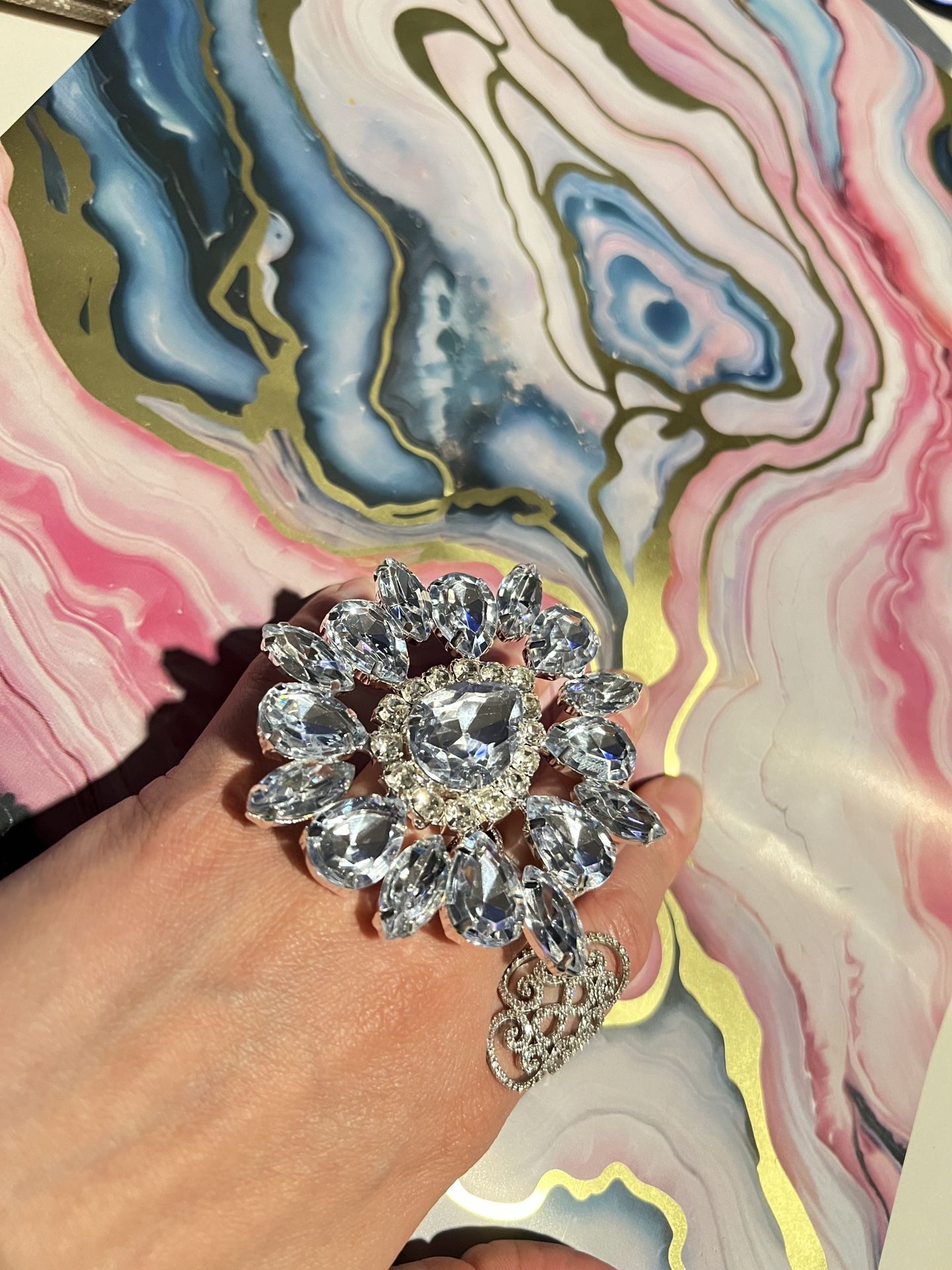 Elegant Silver Crystal Ring