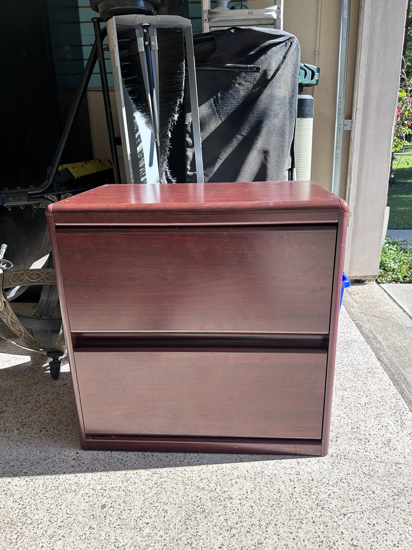 Brownish-Red Laminate 2 Drawer Horizontal File Drawer