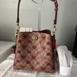 Coach Willow Bucket Bag In Signature Canvas With Heart Print