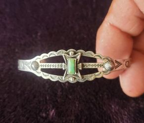 Old Pawn Sterling Silver Small Kids Navajo Turquoise Bracelet 