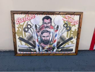 American Traditional Barber Shop Wall Art – Large Framed 3D Salon Decor Wall Decor – 36” x 24”