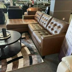 Real Leather RAF Sectional Couch Same Day Delivery