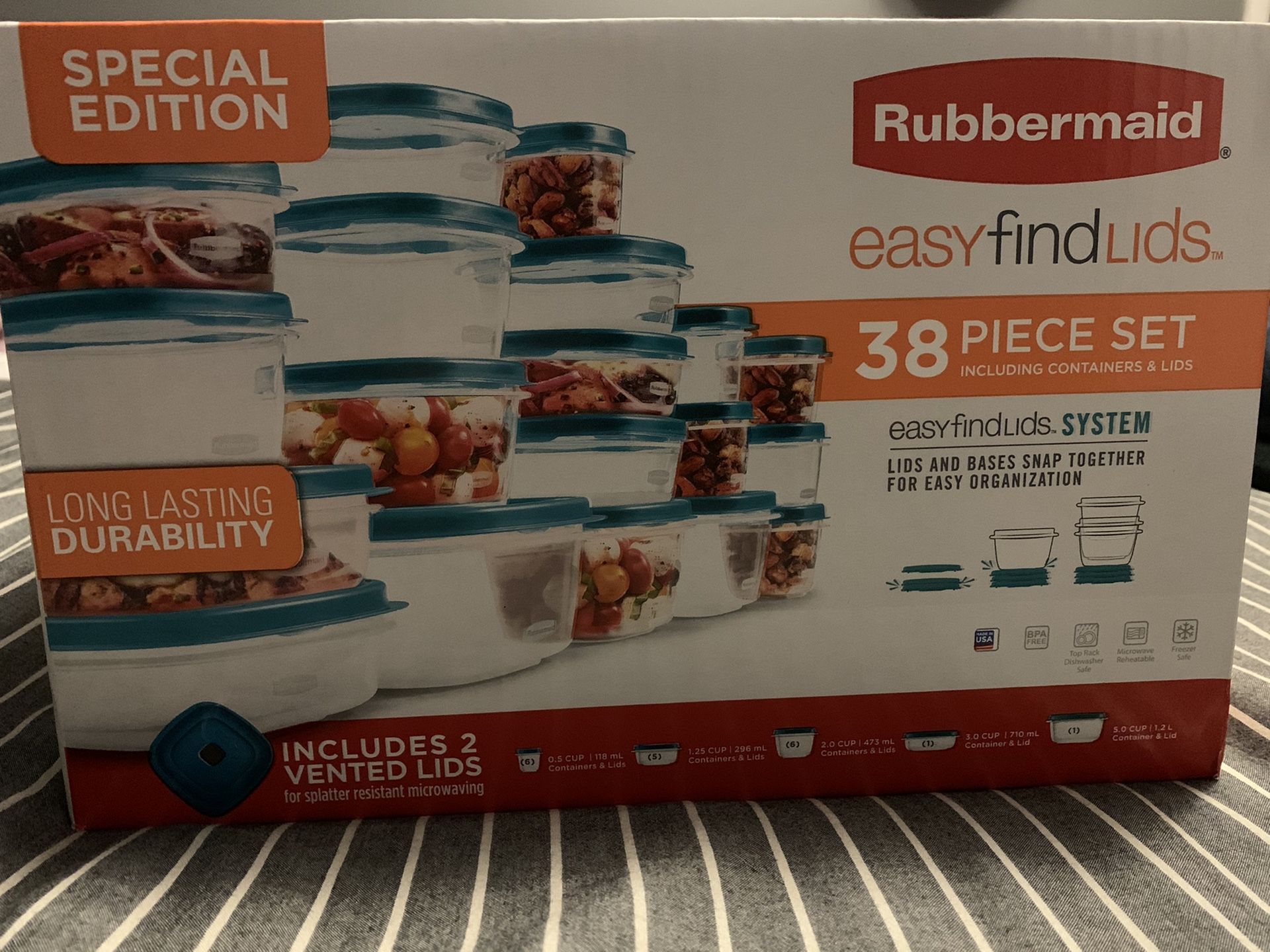 Rubbermaid Easy Find Vented Lids Food Storage Containers, 38-Piece Set