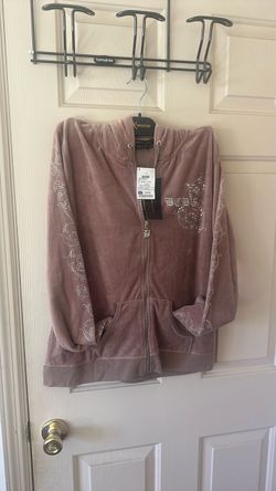 BCBG Velour Zip-Up Hoodie with Rhinestones
