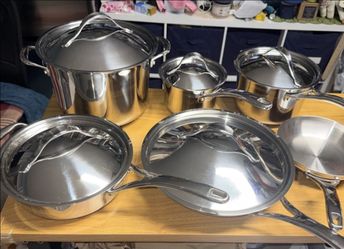 11pc Anolon Nouvelle Stainless Steele Cookware Set