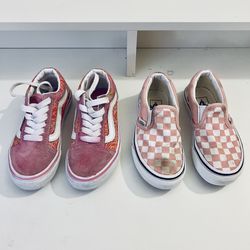 2 Pairs of Girls Kids Vans - Size 10.5 & 11