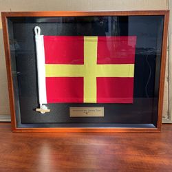 Wood Framed Shadow box International Signal Flag “R”