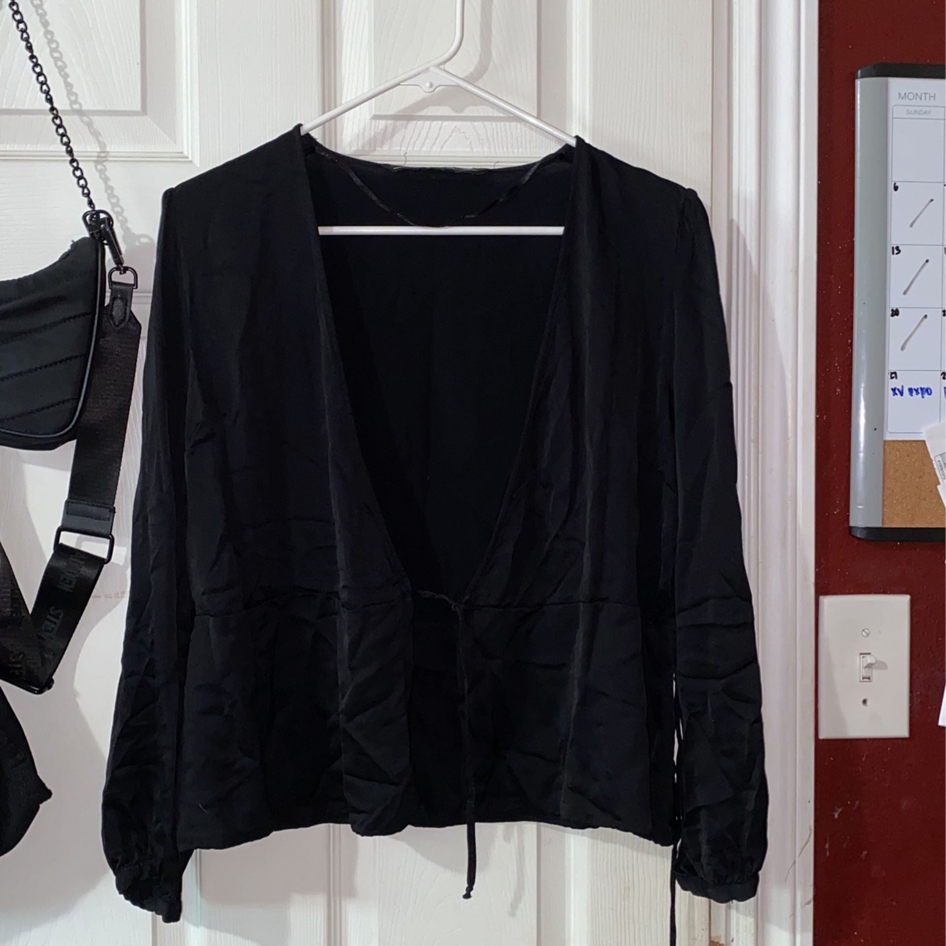 black Zara silk cardigan