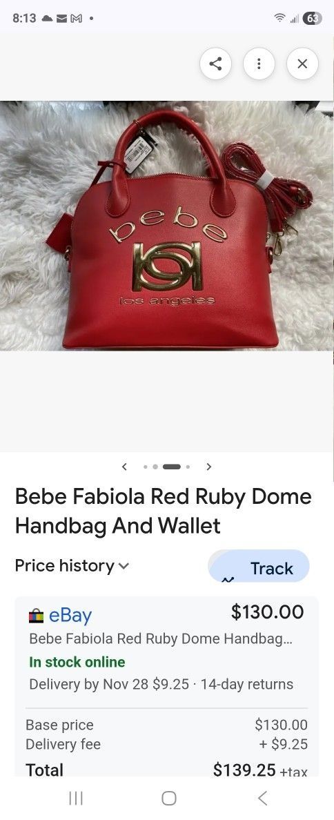 Bebe Ruby Red Satchel Handbag
