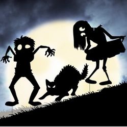 Halloween Yard Decorating Outdoor Scary, Black Plastic Silhouette Yard Signs Decorations with Stakes for Parties Outside and Indoor, Cute Lawn Hallowe