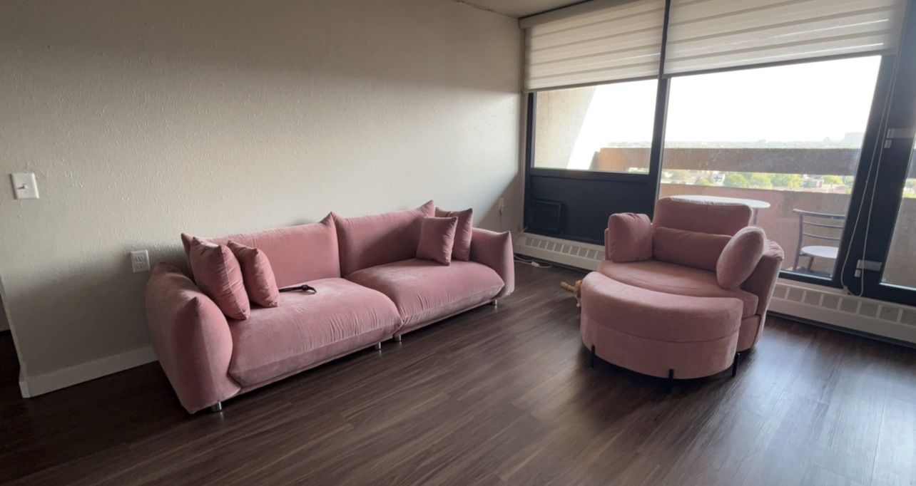 Sofa + Oversized Swivel Chair