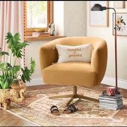 Morpho Swivel Armchair Mustard Velvet - Opalhouse