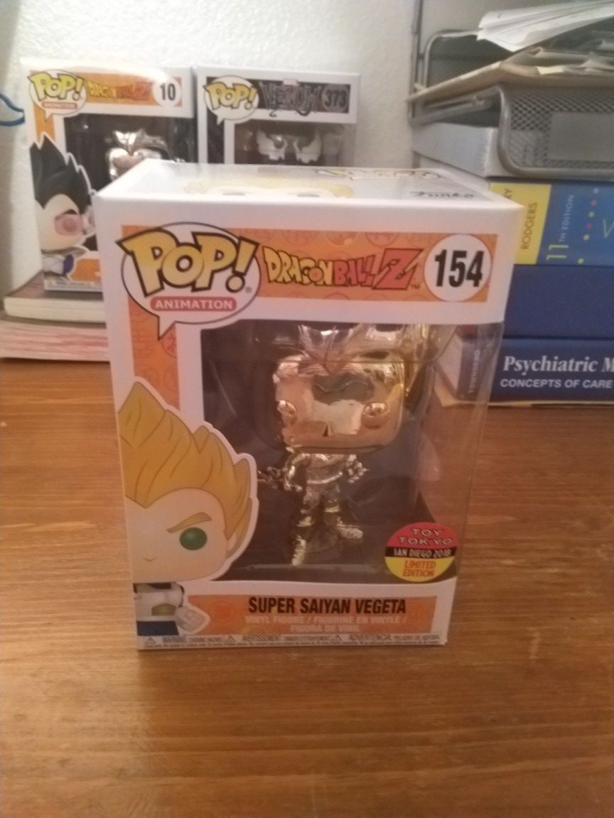 DBZ Dragon Ball Z Gold Chrome Vegeta Toy Tokyo Exclusive Funko Pop