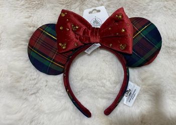 Disney  Parks Plaid Velvet Mickey Mouse Ears Headband