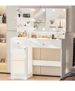 Unopened white vanity table