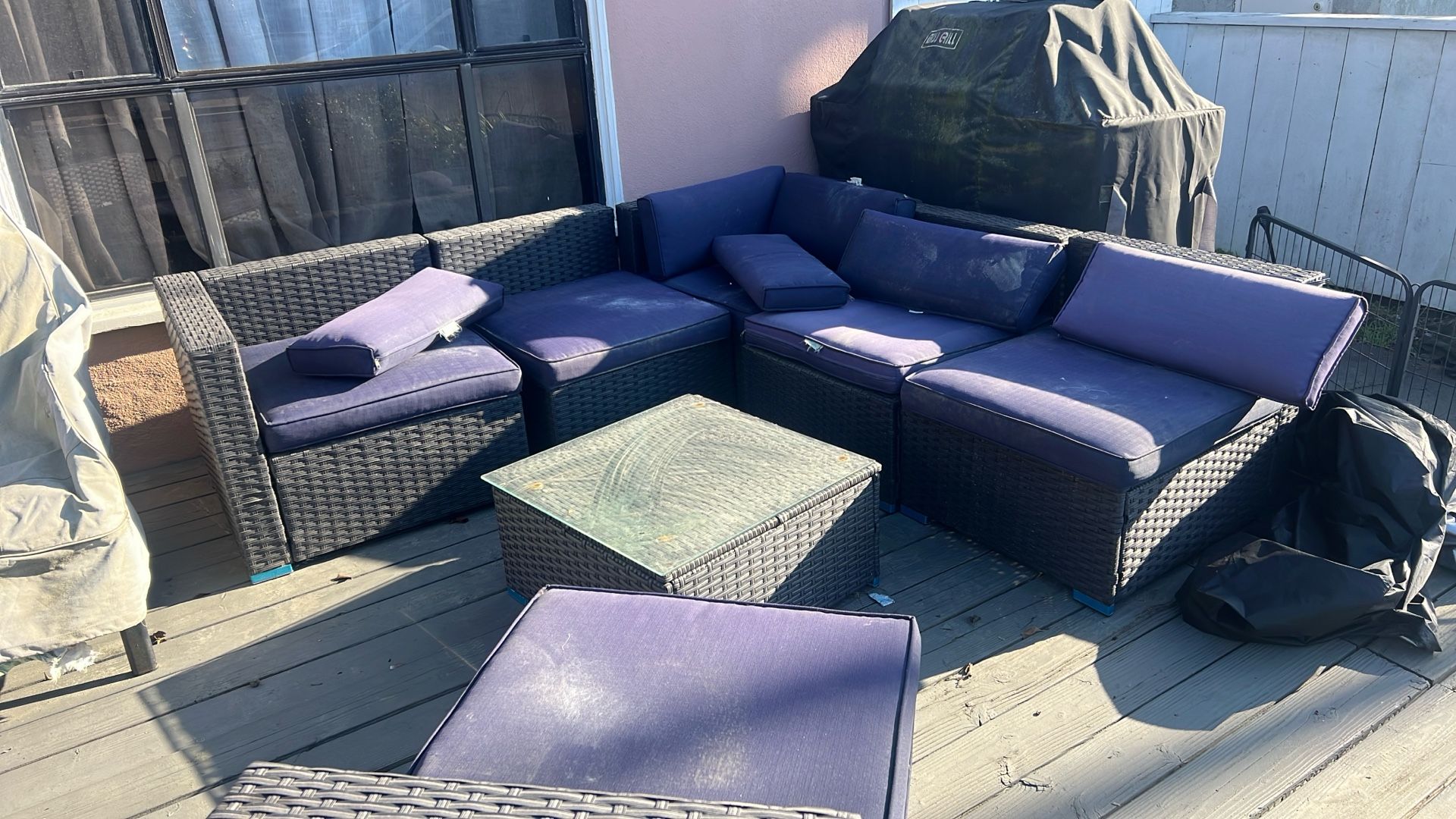 7- Piece Outdoor Patio Furnitures Including Glass Table