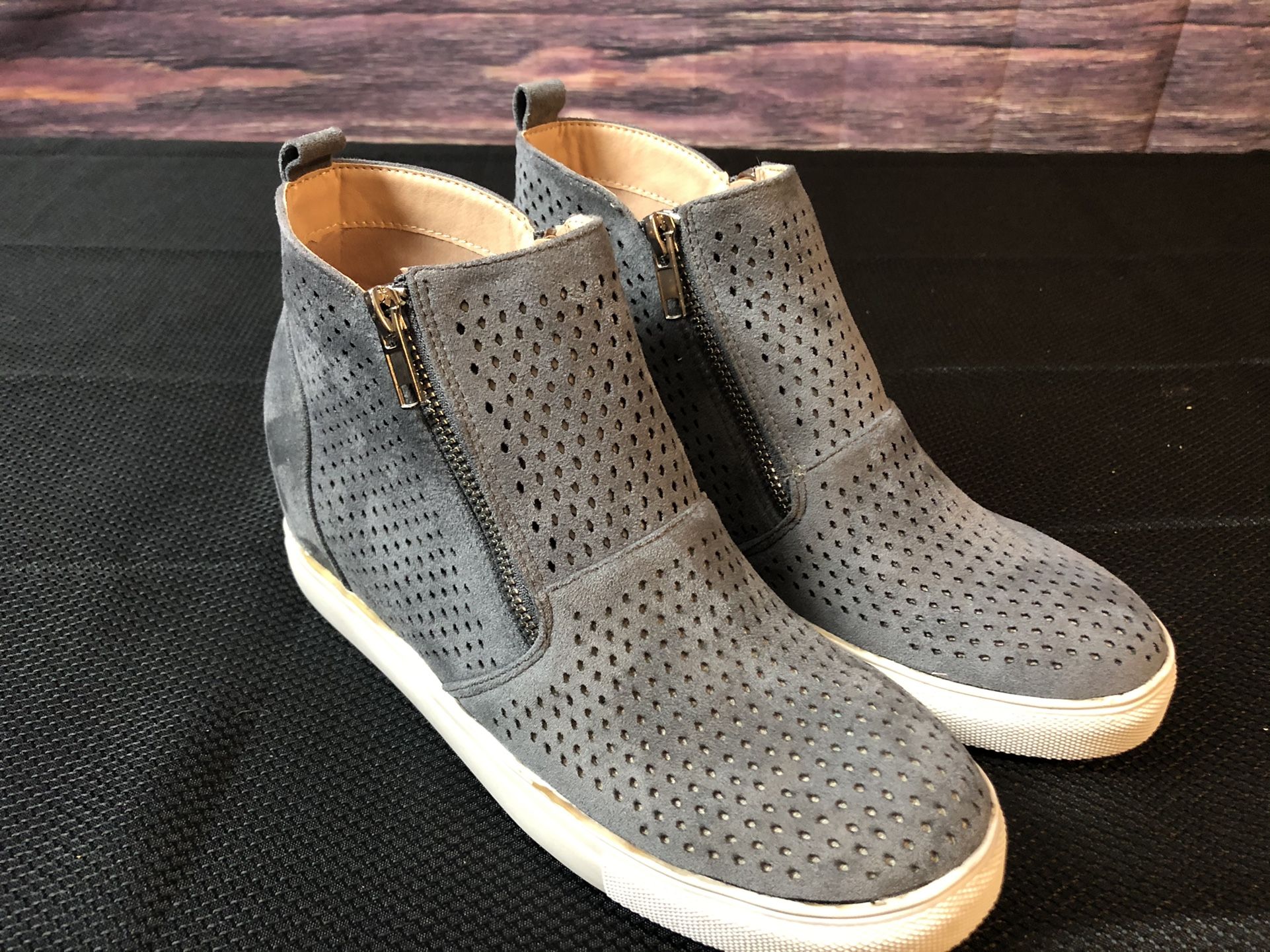 Women Flat Bottom Breathable Sneakers Fashion Sole Zipper Ankle sz 8.5
