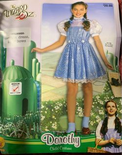 Wizard of Oz Dorothy girls size 8/10 Costume with hair ties - open package never worn