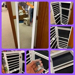 LED Locking Jewelry Armoire with Full-Length Mirror – $39.99