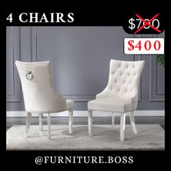 Glam Dining Chairs - Velvet Fabric - Stainless Steel Legs