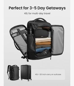 tomtoc Travel Backpack 40L, TSA Friendly Flight Approved Carry-on Luggage Hand Water-resistant Lightweight Business Rucksack, Durable Large Weekender 