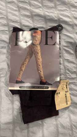 Vintage HUE Lace Leggings Lot of 2 — Black & Champagne NOS